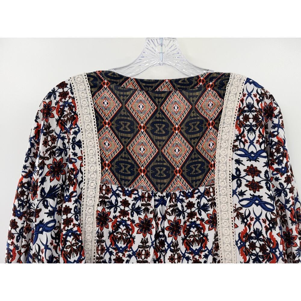 Ali Miles Women's V-Neck 3/4 Sleeve Abstract Blouse Size 3X Boho Modern Casual - Picture 10 of 10